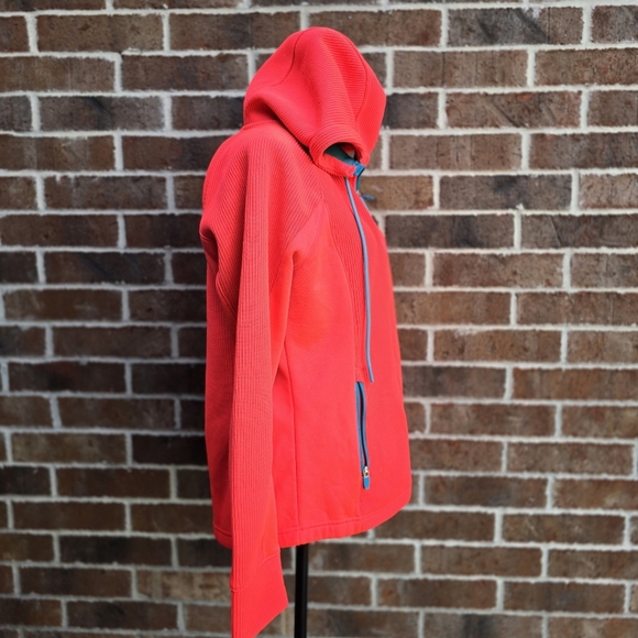 Swiss Tech Women's Vibrant Red Orange Pinkish Hoodie with Blue Trim - Picture 6 of 14